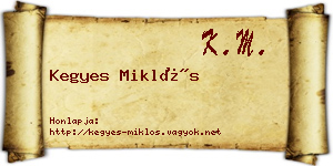 Kegyes Miklós névjegykártya